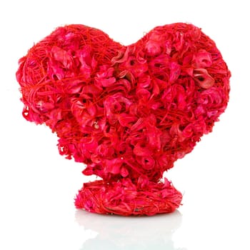 Rose Flowers Heart Over White. Valentine. Love