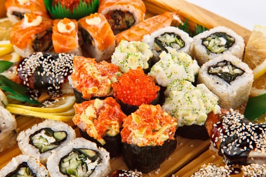Sushi rolls set  on white backgraund