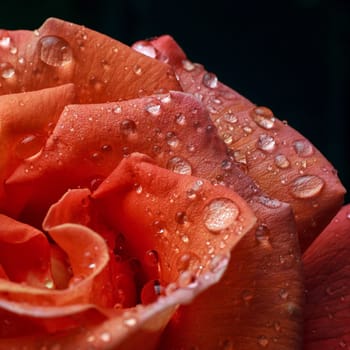 beautiful rose flower with dew drops, macro
