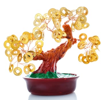 Chinese culture figurine  money tree isolated on  white