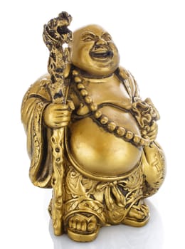 Figurine Cheerful Hotei isolated  on white background