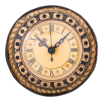 Old antique clock isolated on  white background