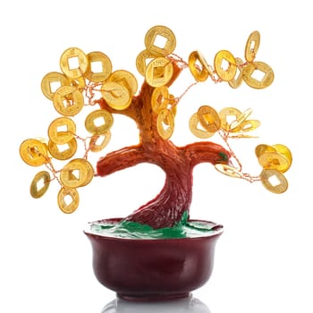 Chinese culture figurine  money tree isolated on  white