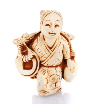 Chinese culture figurine Hotei isolated on  white