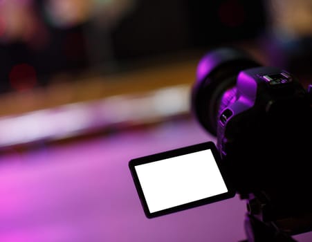 Camera Operator, Camera, Movie Camera near the podium