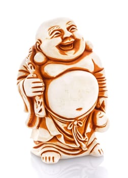 Figurine Cheerful Hotei isolated  on white background