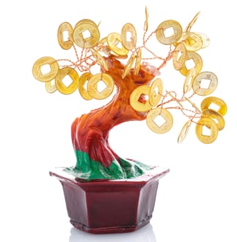Chinese culture figurine  money tree isolated on  white