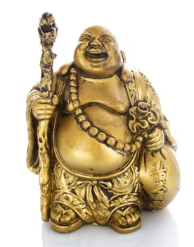 Figurine Cheerful Hotei isolated  on white background