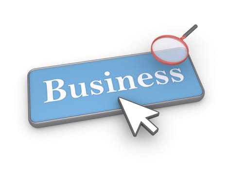 Business word with a mouse pointer and a magnifier