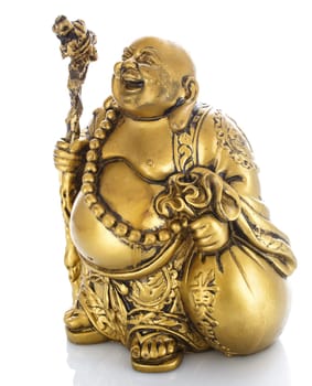 Figurine Cheerful Hotei isolated  on white background