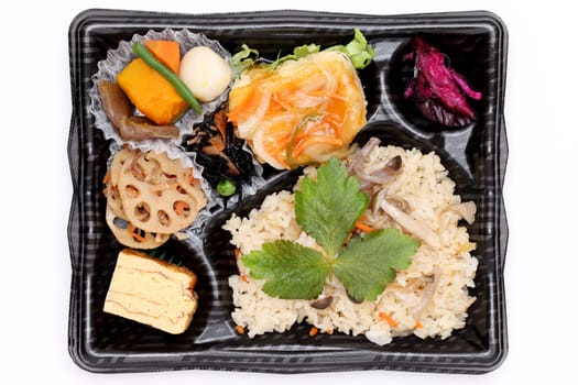 Japanese bento lunch isolated on white background