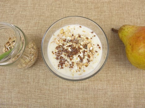 Muesli drink with flaxseed