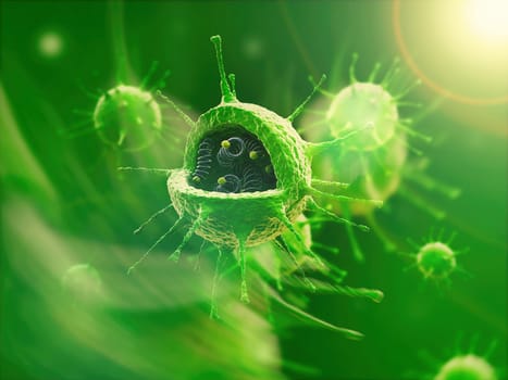 3D Virus in a human body