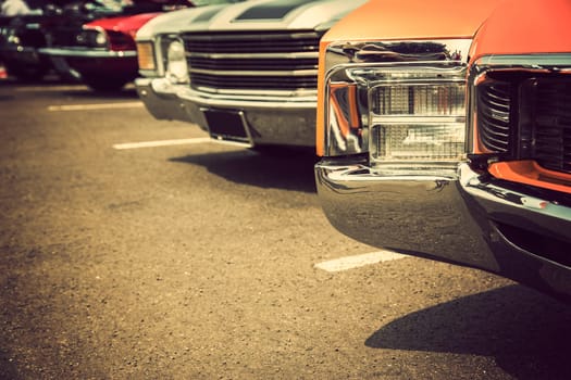 Classic cars in a row