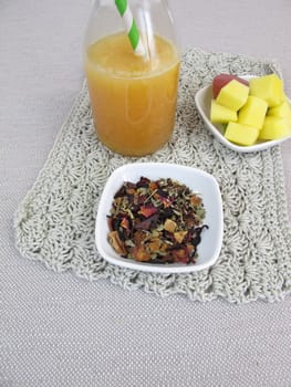 Tea smoothie with mango and fruit tea