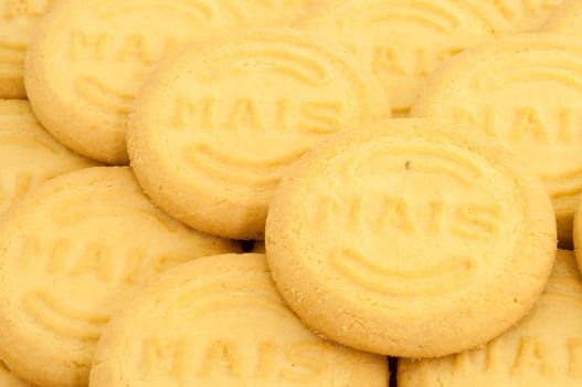 beautiful macro background of mais cookies