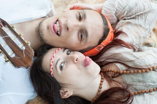hippies couple in beautiful relax