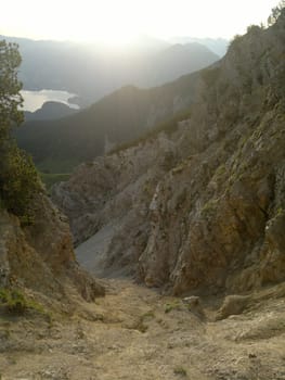 A sunrise in the Bavarian mountains,in the background of the Kochelsee