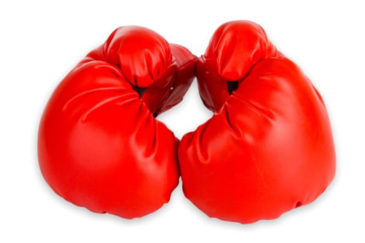 Red boxing gloves on a white background
