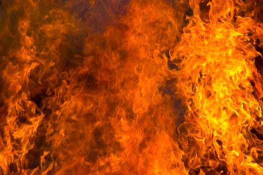 Large blazing sea of flames in detail