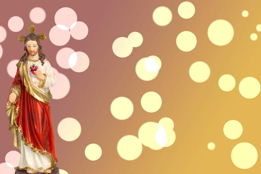 Figure of Jesus with Bokeh as background