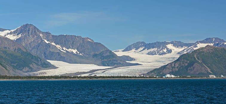 Bear Glacier viewed from the ocean in Kenai Fjords National Park in Alaska