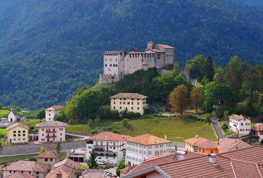 the Italian town and castle Stenico in northern Italy