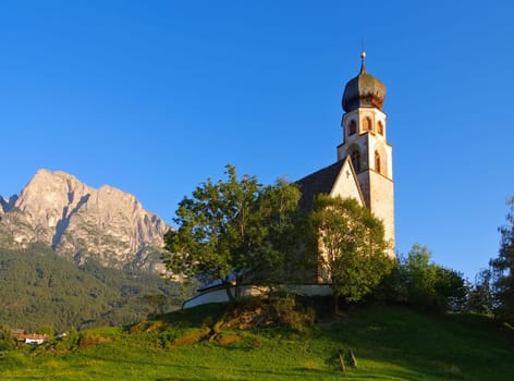 Church of St. Constantine with Schlern - the church St. Konstantin near mountain Schlern