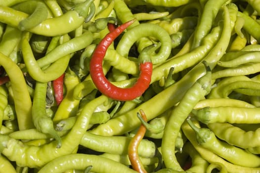 Chilli peppers on market