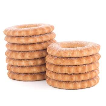 Rings biscuits pile isolated on a white background.
