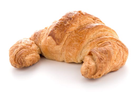 fresh croissant on white background.