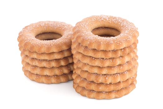 Rings biscuits pile isolated on a white background.