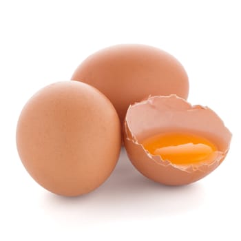 Raw eggs isolated on white background