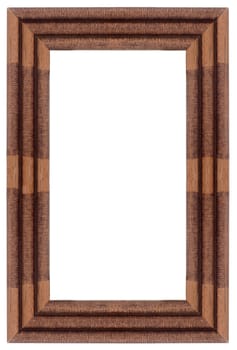 Wooden picture frame isolated on white background.
