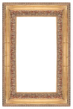 Wooden picture frame isolated on white background.