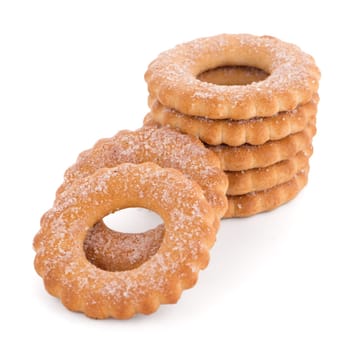 Rings biscuits pile isolated on a white background.