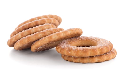 Rings biscuits pile isolated on a white background.