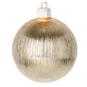 Big golden Christmas ball decoration isolated on white background.
