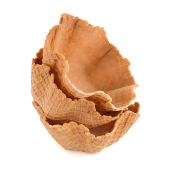Wafer cups on white background.