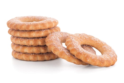 Rings biscuits pile isolated on a white background.