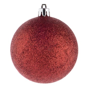 Red Christmas bauble on white background