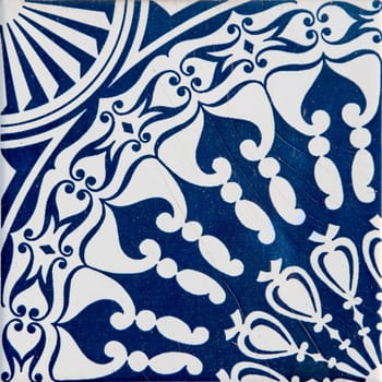 Closeup detail of old Portuguese glazed tiles.