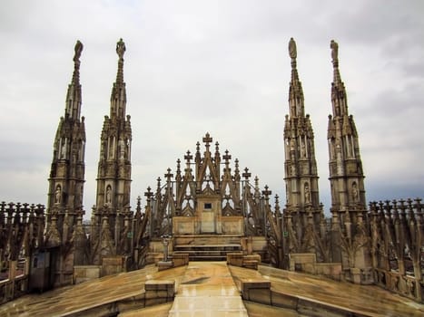 Roof on the Cathedral in Milan, Italy