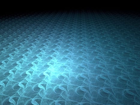 Abstract computer-generated image aquamarine wavy background with perspective and light effects