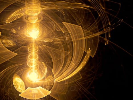 Abstract computer-generated image with copyspace glowing in the darkness of a cylinder, like to a lighthouse