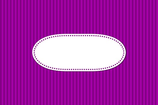 Purple card with stripe pattern and oval area for text