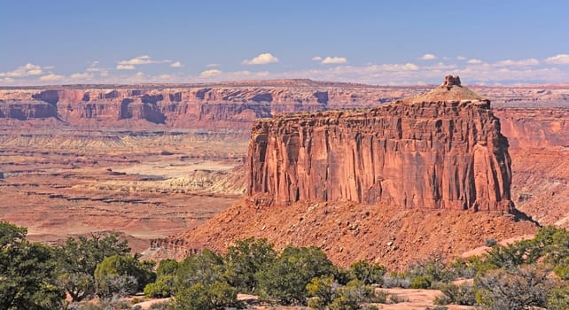 Colorful Monolith in the Green River Canyon in Canyonlands National Park in Utah