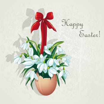 Easter card for the day with snowdrops