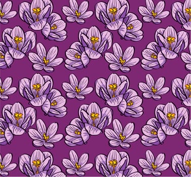 Seamless background flowers crocus