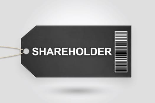 shareholder price tag with barcode and grey radial gradient background